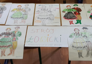 Prace plastyczne uczniów klasy 1c 2c strój łowicki