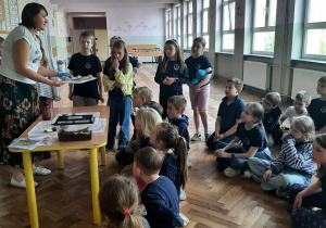 Nauczyciel demonstruje różne muszle ślimaków
