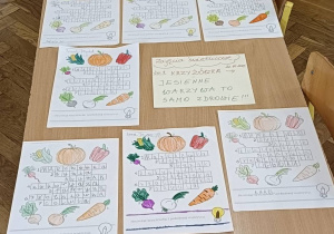 Prace plastyczne wykonane przez dzieci na zajęciach świetlicowych ze zdrowego odżywiania