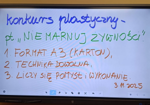 Tablica z instrukcją do konkursu plastycznego