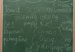 Tablica z tematem zajęć świetlicowych