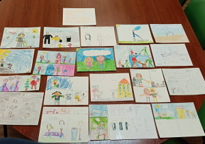 Prace plastyczne uczniów po zajęciach o życzliwości