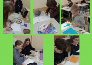 Uczniowie siedzą w ławkach