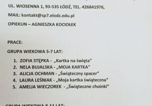 Lista uczniów i prac