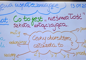 Tablica z tematem zajęć uspołeczniających