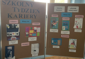 Tablica z pracami uczniów