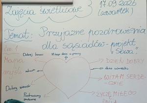Tablica świetlicy z tematem zajęć uspołeczniających